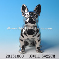 Decorative electroplated silver dog statue for home decoration
